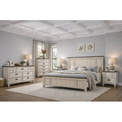 Classic Panel Bedroom Set in Cream Finish