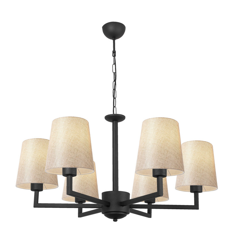 Scandinavian Style Chandelier, Cream, 31.5 in Diameter x 31.5 in Height | Metal Body, Adjustable Height, 6 x E27 Socket (Max 40W) | Elegant Lighting for Modern Home Décor, IP20 Rated