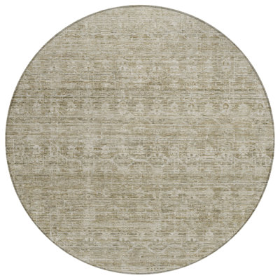 Machine Washable Indoor/Outdoor Xhevrie Taupe Rug