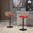 2 Red Adjustable Bar Stools, With Footrest For Kitchen & Dining, Metal Frame, 250Lb Capacity, Linen Upholstered Seating Chair Seat Pad Of 2 Counter Height Strong Base, Cushion-837263199