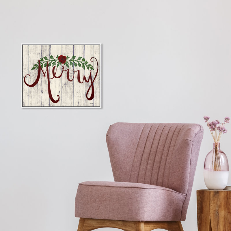 « merry », art textuel sur toile, Cadre flottant, H 20 po x l 24 po x P 1,5 po