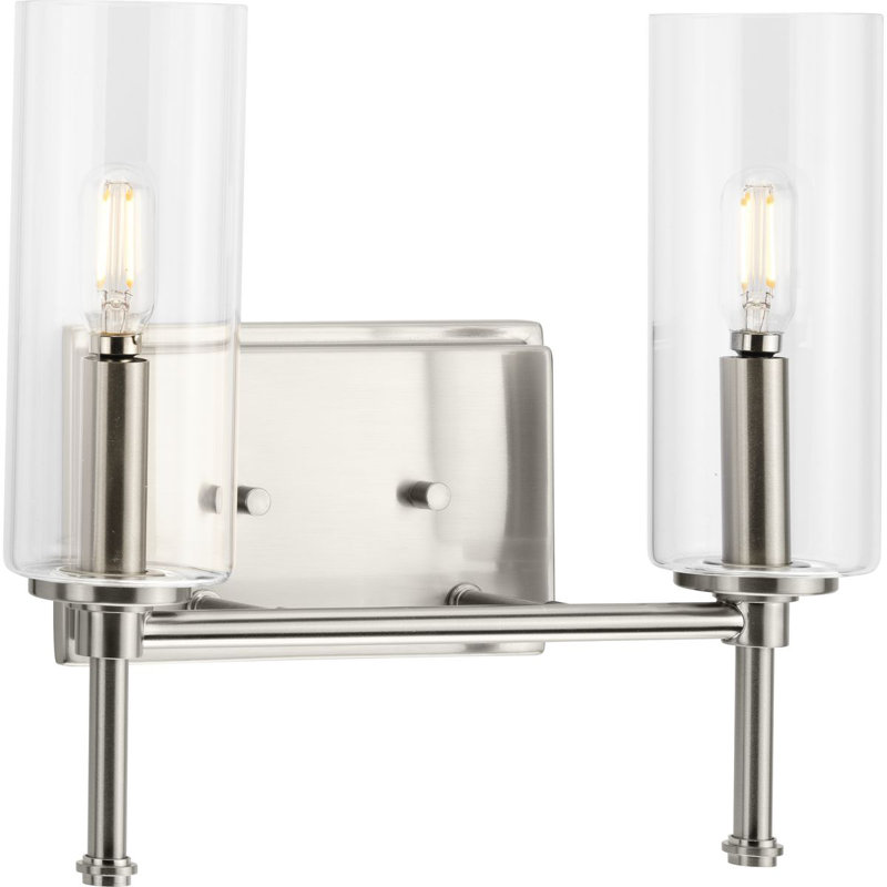 Éclairage pour salle de bain à intensité variable 2 lumières Ralaigh, Nickel brossé