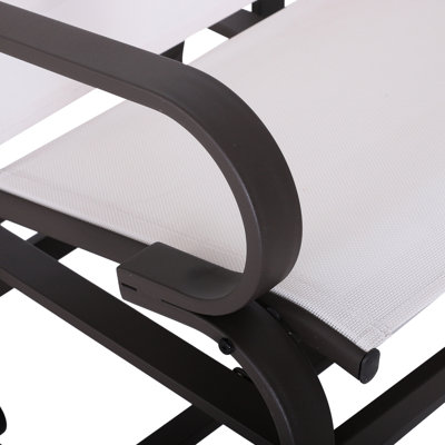 Fauteuil oscillant beige, filet d'eau, métal chauffant, berçant stable pour l'extérieur - tissu à séchage rapide, structure, Enjoy