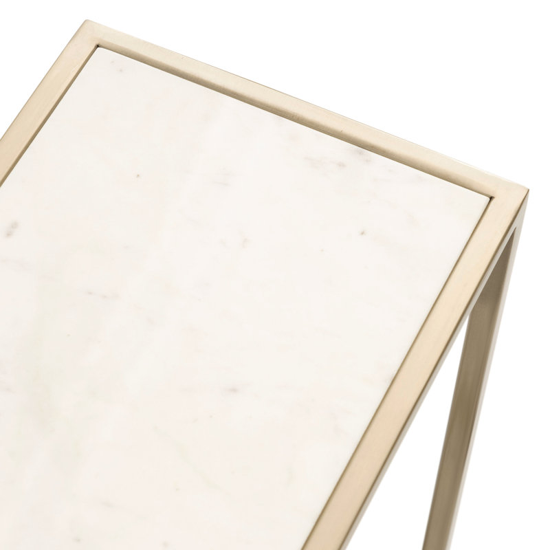 Everly Quinn Jaspur Narrow and Metal Rectangle Side Table, Gold
