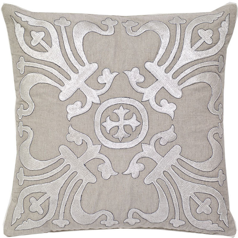 Housse de coussin décoratif avec plumes Applique, Naturel