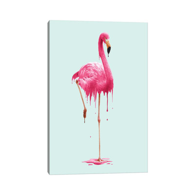 «Melting Flamingo» par Jonas Loose - peinture sur toile tendue