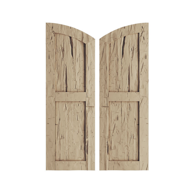 Timberthane deux panneaux plats égaux avec volets elliptiques en faux bois (par paire), 42", 18"