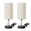 Lampe de table pour la chambre à coucher avec prise de courant et ports USB, lampe de chevet à abat-jour beige 15 po à 3 couleurs pour la chambre à coucher, le salon et les ampoules incluses-123252567