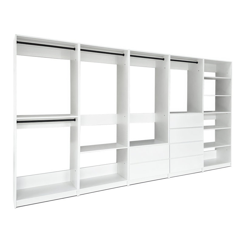 Système de placard autoportant blanc en bois