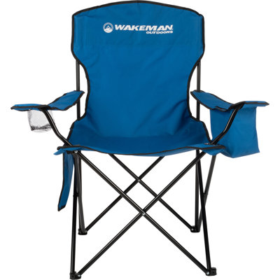 Chaise de camping Wakeman - Chaise pliante avec porte-gobelet et glacière intégrée - Chaise de camping ou de plage surdimensionnée pour l'extérieur