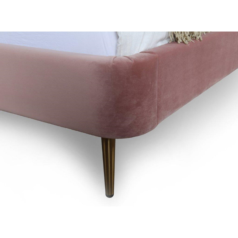 Lit tapissier en velours Heather, Rosé / doré, Double