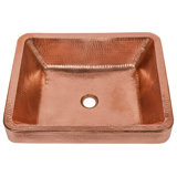 19" Rectangle Skirted Vessel Hammered Copper Sink