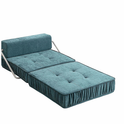 Green Folding Sofa , Futon Sleeper Chair, Convertible Chair Floor Couch & Sleeping Mattress for Living Room, Guest Room, Home Office, Apartment, Small space, Removable Back Cushio