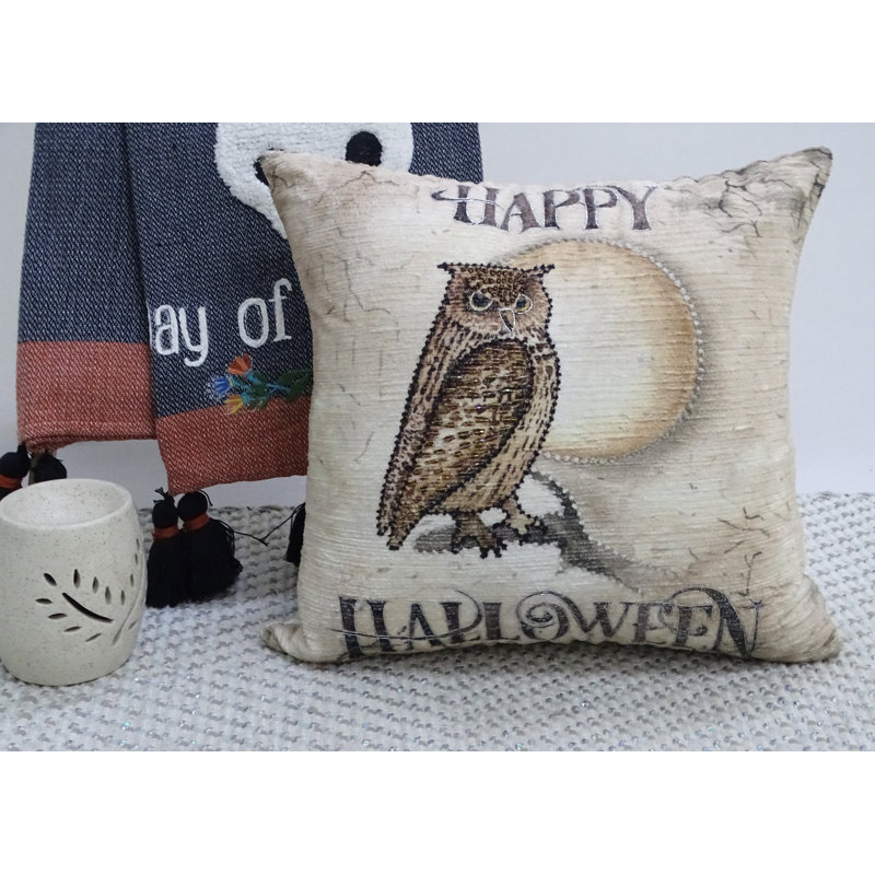 Embroidered Cotton Blend Throw Pillow
