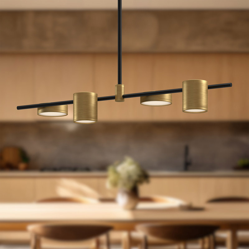 Jayden 4 - Light LED Pendant, Black/Brushed Gold