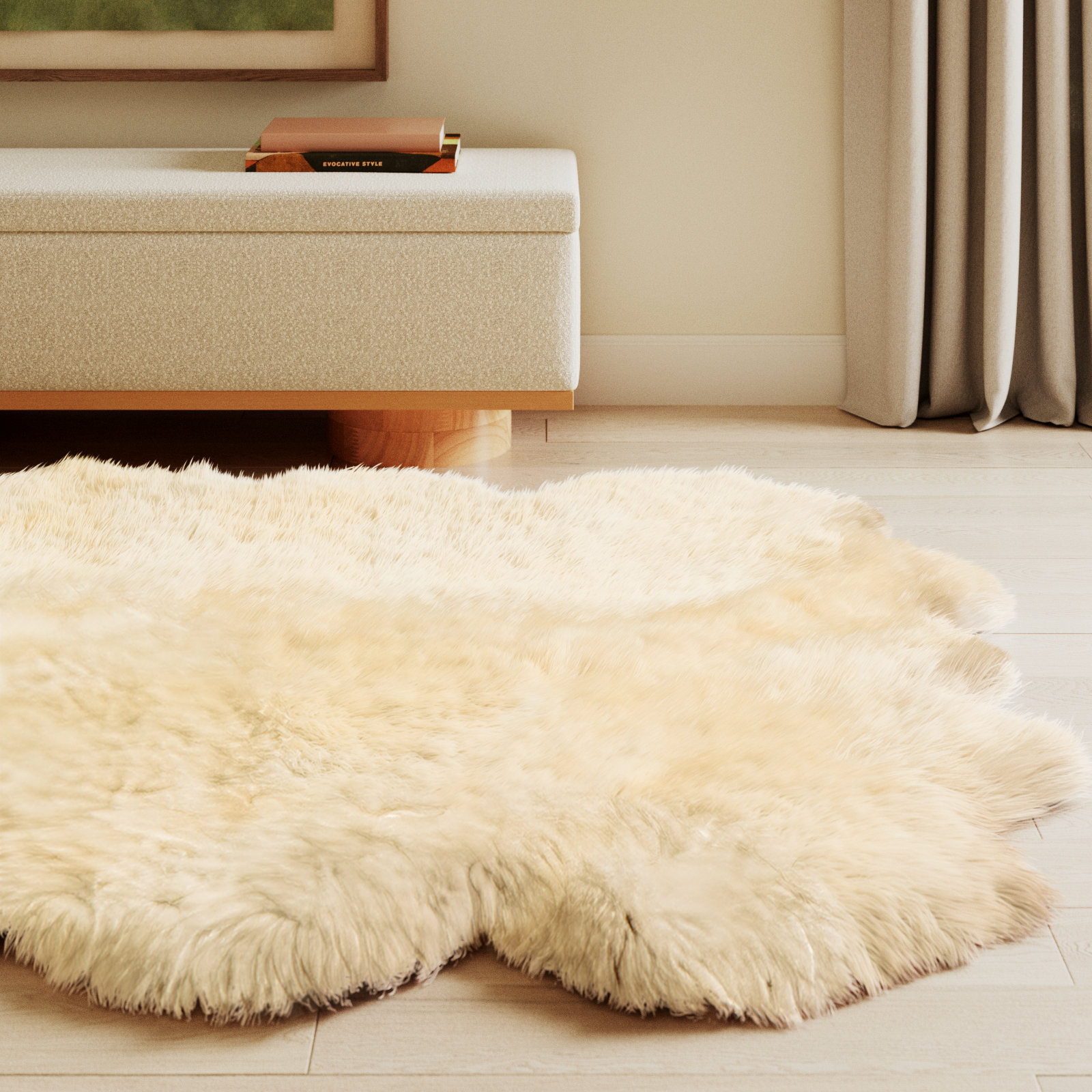 Fris Sheepskin Champagne Rug, Novelty 5'6" x 7'