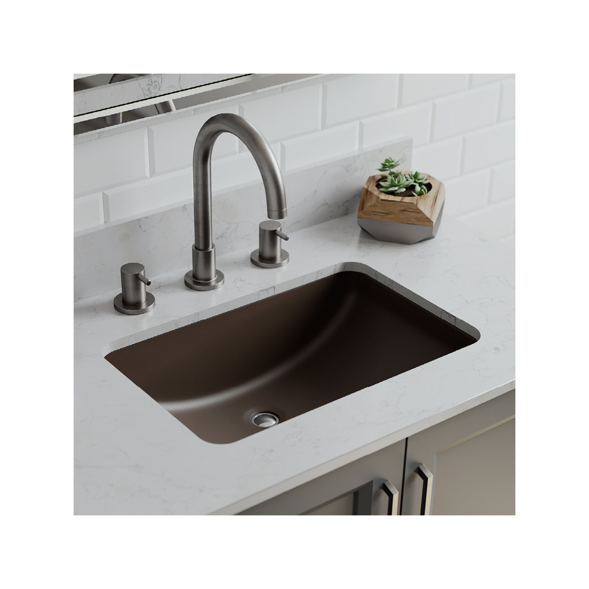 Lexicon Quartz Composite Rectangle Vanity Sink, Mocha