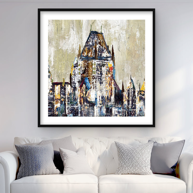 Château abstrait - impression encadrée industrielle, Noir