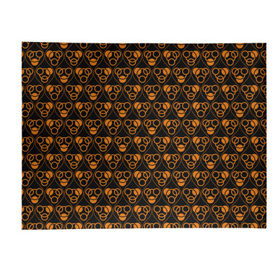 Tapis de zone noir/orange fait main géométrique