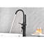 Robinet de baignoire autoportant avec bec pivotant à 360 degrés et douche à main avec embout rotatif noir mat