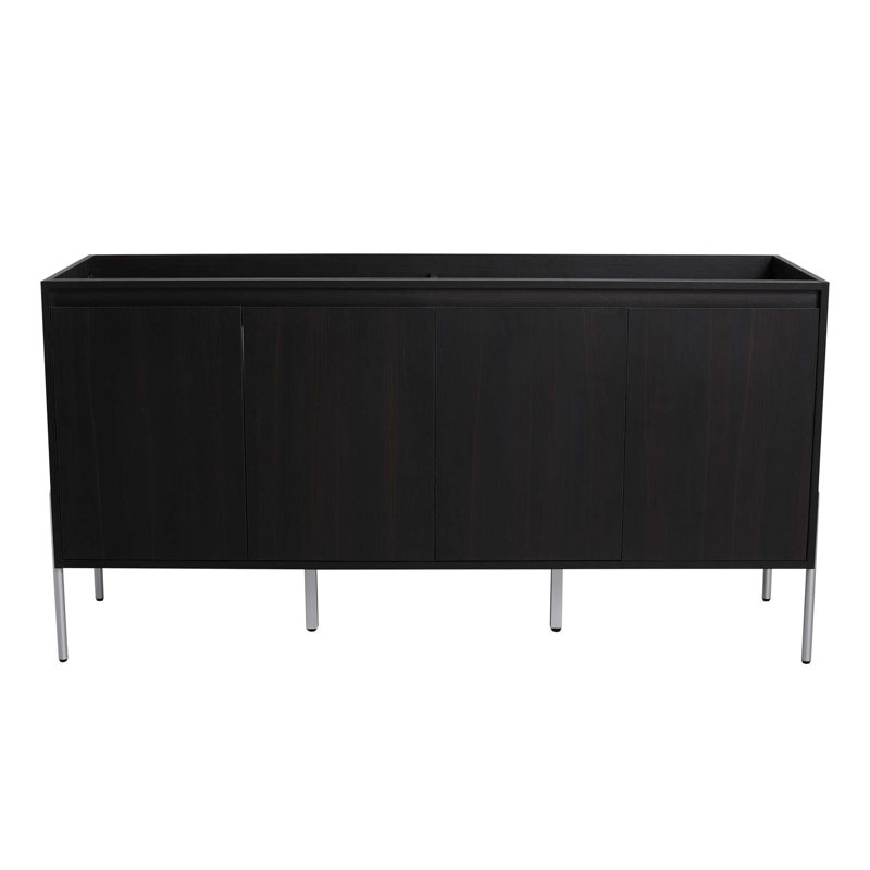 Meuble-lavabo autoportant de 60 po et 4 portes d'armoire à fermeture douce, conception à deux couches - évier exclu