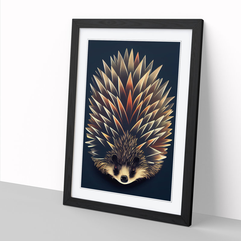 Adamm Hedgehog Futuristic - Picture Frame Print, Black, 64cm H x 46cm W