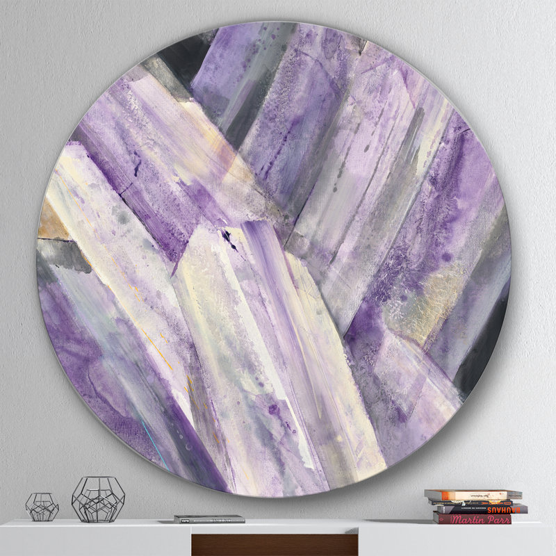 « geometric mauve glacier », reproduction d’art sur cercle métallique, H 11 po x l 11 po