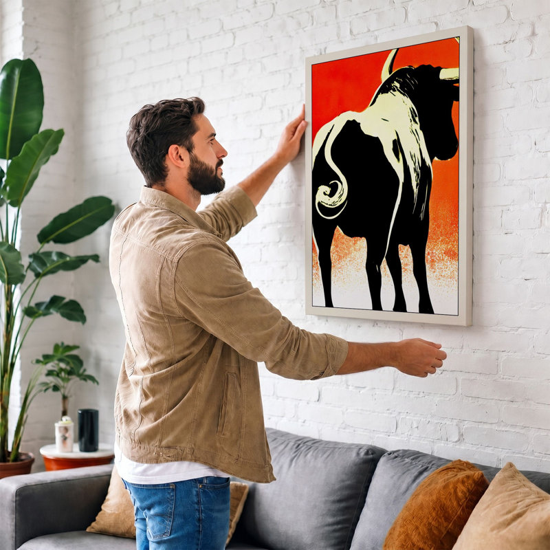 Bold Elephant Silhouette Modern - Print, 30x20 - 76.2 x 50.8 cm, Sage Border