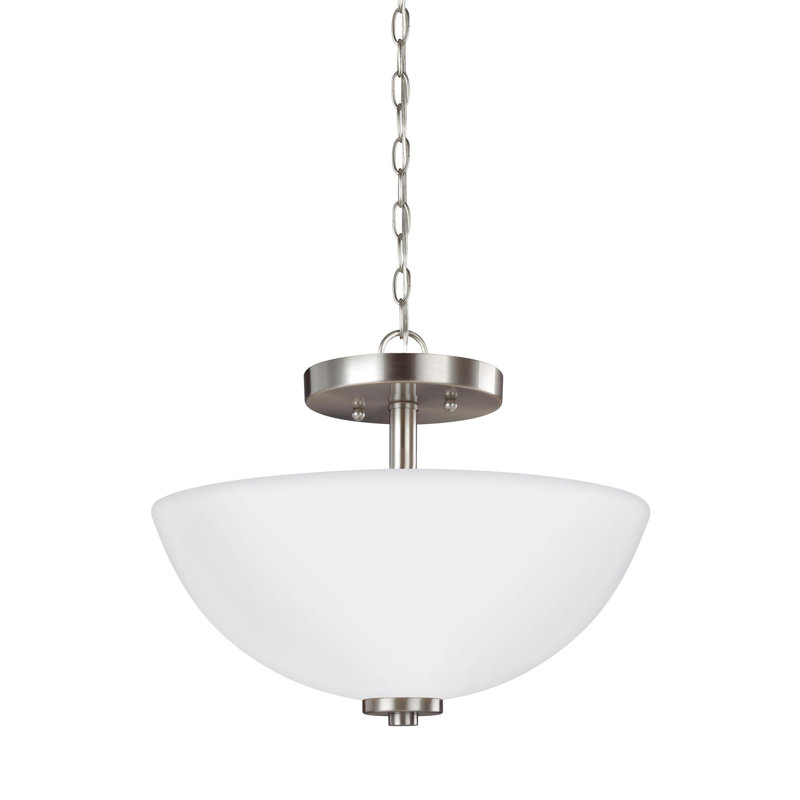 Luminaire suspendu convertible semi-encastré à deux lumières Oslo de Génération Lighting , Nickel brossé, Oui, 100 W moyen