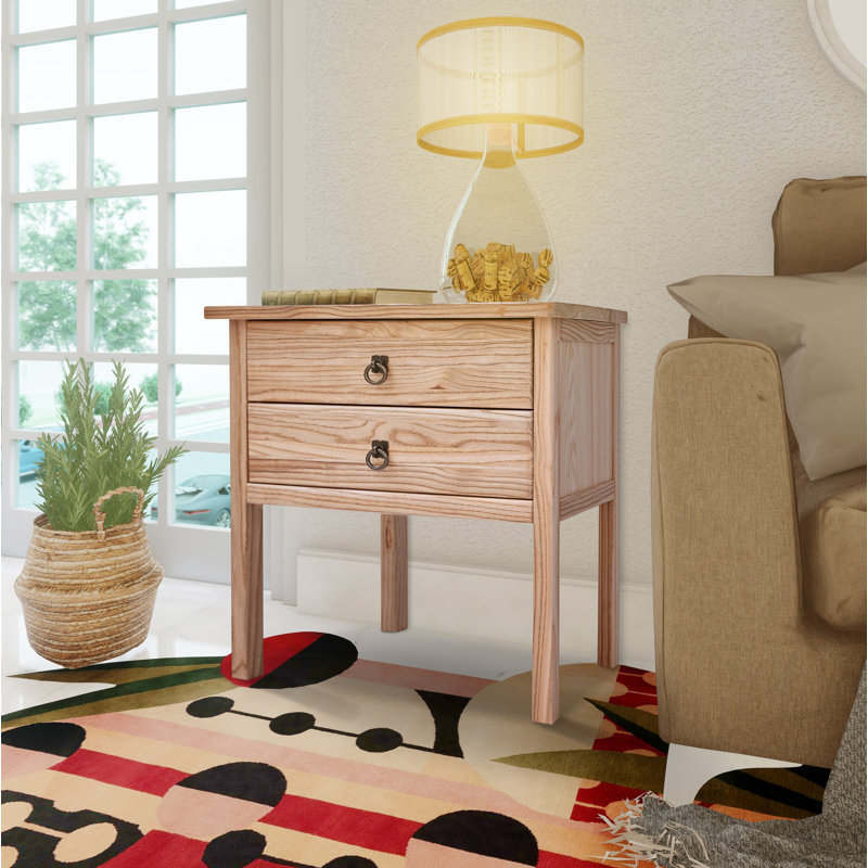 Adeola 54 cm W Solid Wood Bedside Table