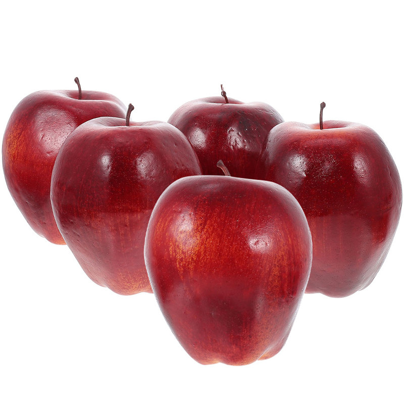 5Pcs Artificial Red Delicious Apples Decors Lifelike Fake Red Delicious Apples