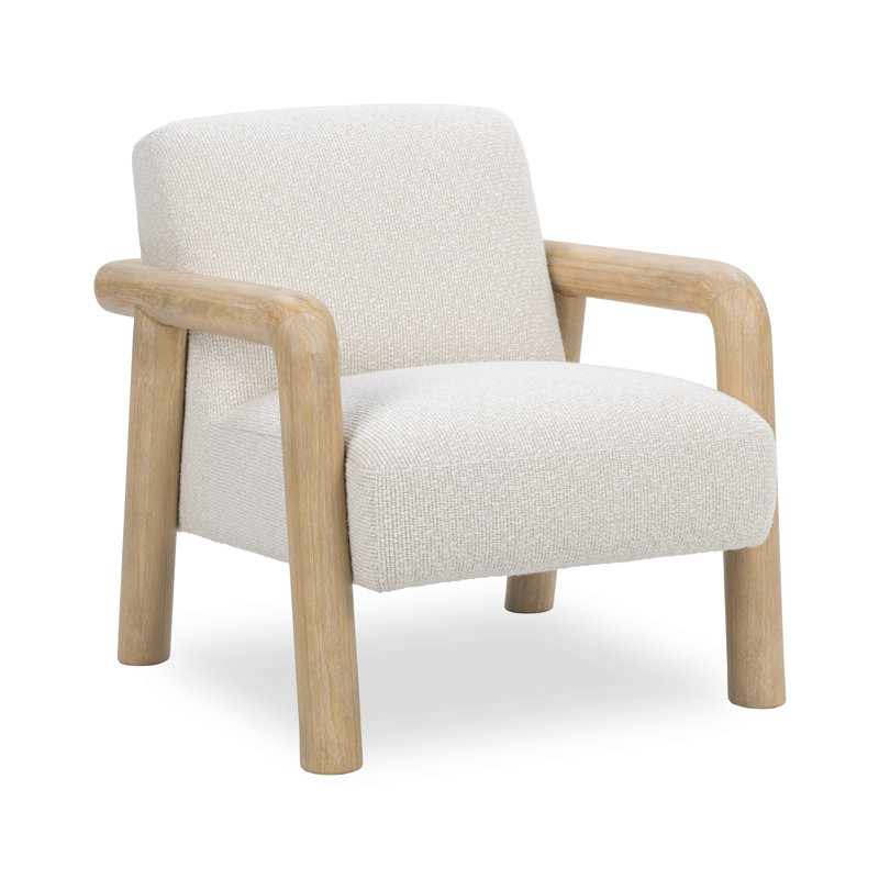 Reyna Upholstered Fabric Accent Chair, Natural Wood, Sand