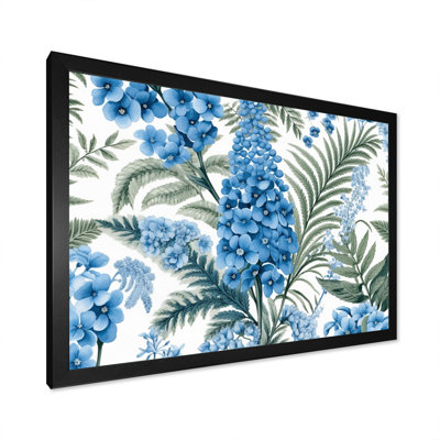 " Blue White Fern Flowers Scenery "