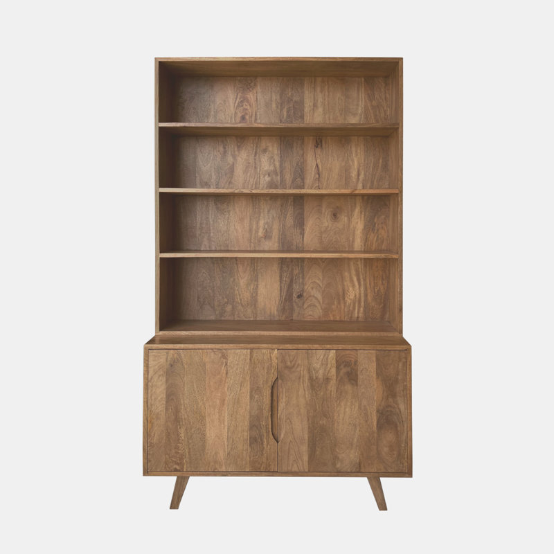 Hadia 180cm H x 100cm W Solid Wood Standard Bookcase, Caramel