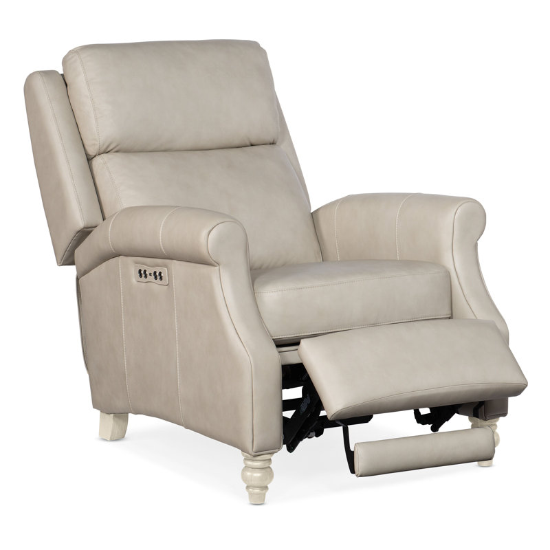 Hurley Power Recliner with Power Headrest, Beige Genuine Leather