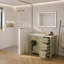 Meuble-lavabo de 91 cm avec lavabo, meuble-lavabo à deux portes et trois tiroirs, en bois massif et panneaux MDF.
