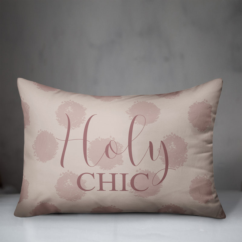 Polka Dots Rectangular Lumbar Cushion, Pink/Cream