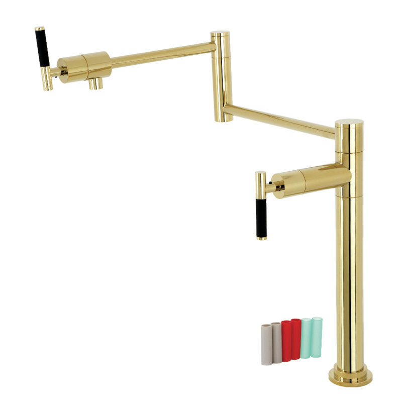 Kingston Brass Kaiser Two-Handle 1-Hole Deck Mount Pot Filler Faucet, Polished Brass