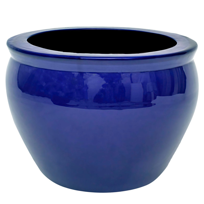 14" Sky Blue Fishbowl, 8.5" H X 11.75" W X 11.75" D, Gold