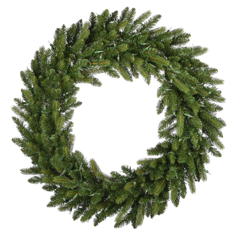 Grande couronne de sapin avec lumières DEL blanc chaud, H 36 po x l 36 po x P 5 po