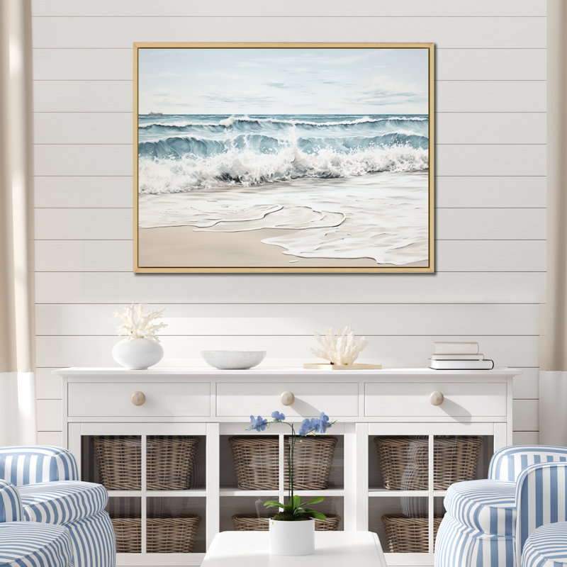 «Alivianna Beach Minimalisme Landscape III», reproduction sur toile, H 34 po x l 44 po x P 1,5 po, Cadre flottant érable