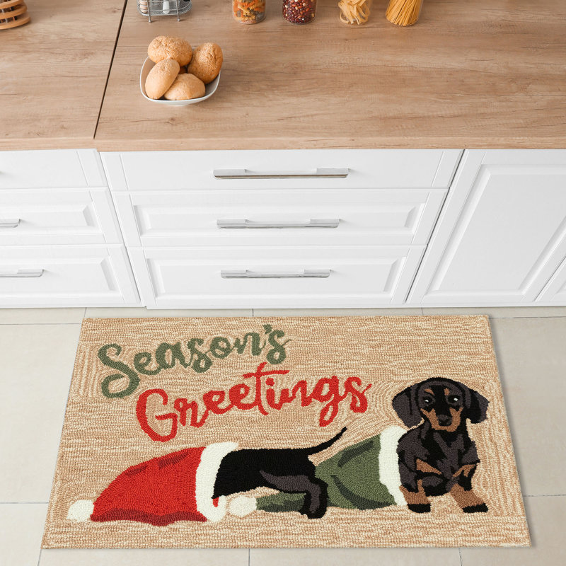 Tapis d'extérieur Siraj Frontporch Dachsund Greetings, Rectangle 2 pi 6 po x 4 pi