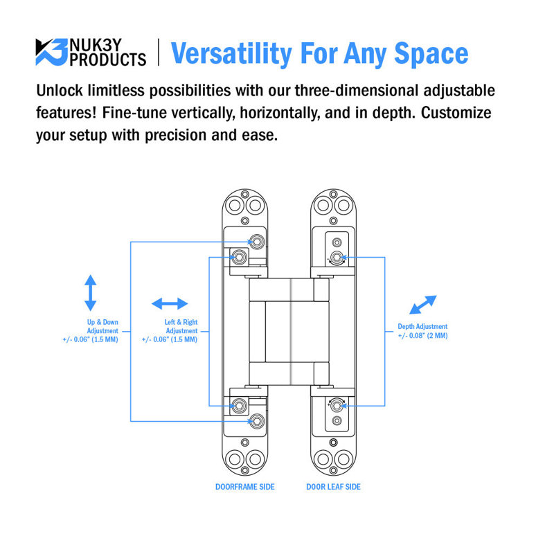 5.9" H x .9" W Invisible/Concealed Door Hinges, Black
