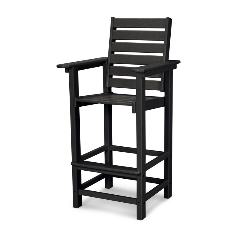 POLYWOOD Captain Bar Chair, Black