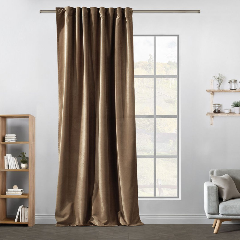 Extra Long & Extra Wide Matte Velvet Curtain Panel, 21 ANTIQUE BRASS, 280cm Width x 295cm Drop