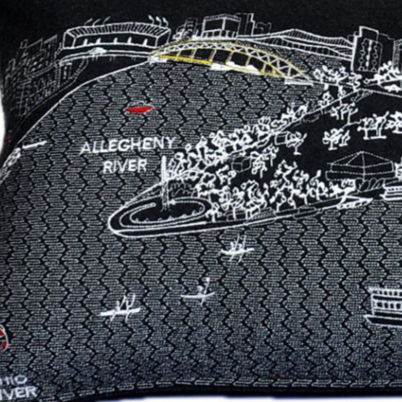 Pittsburgh Skyline Lumbar Decorative Pillow, Black