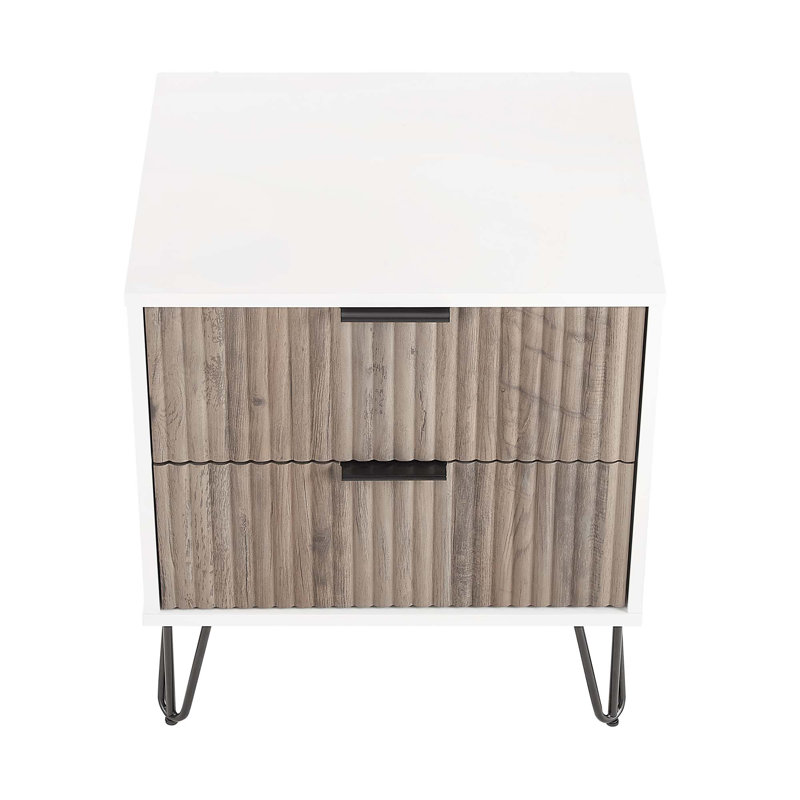 Gafita 20.07'' W Nightstand, White/Rustic Gray, Individual