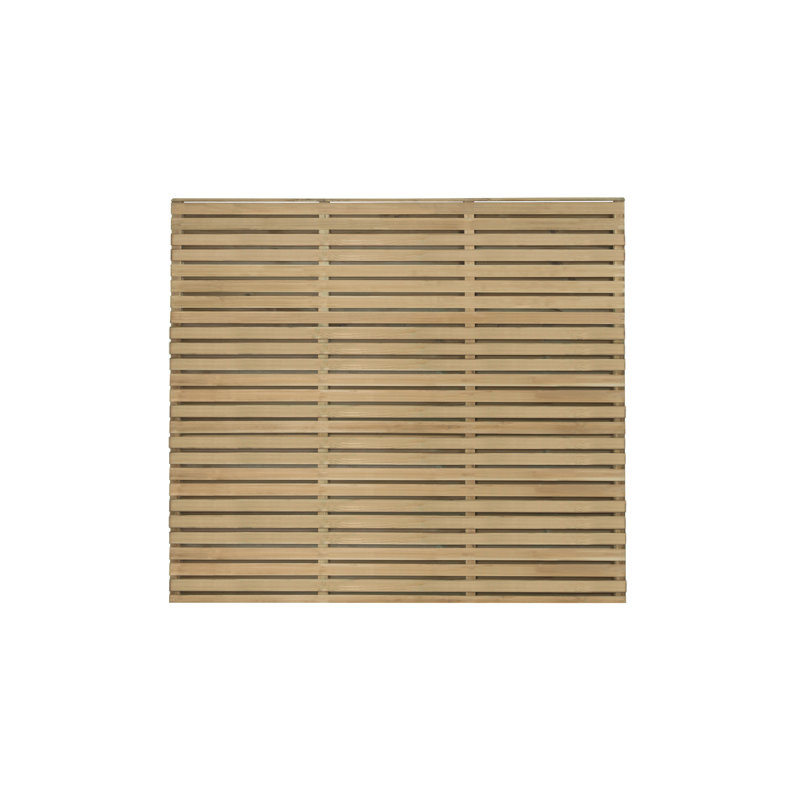 Forest Double Slatted Fence Panel, 150cm H x 180cm W x 4.50cm D