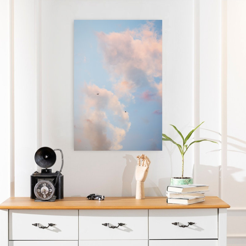 Pastel Sky 17 Abstract Bird Coastal Landscape Wall Art Print 1 Piece Wrapped Canvas Wall Art, 60.96cm H x 40.64cm W