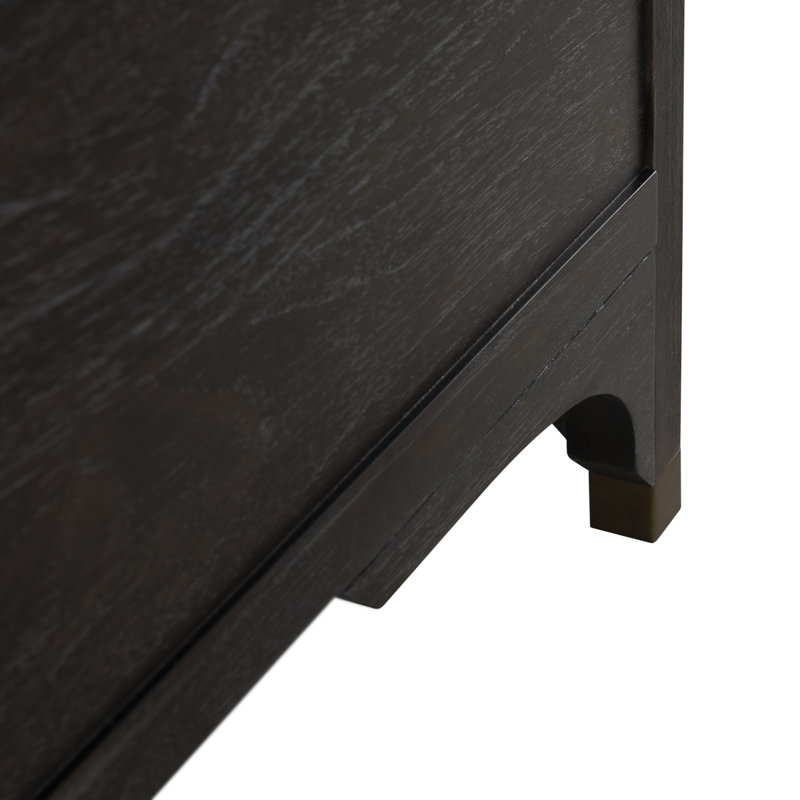 Alexandra Bed - Dark, Queen, Cerused Forest Black/Stained Gold